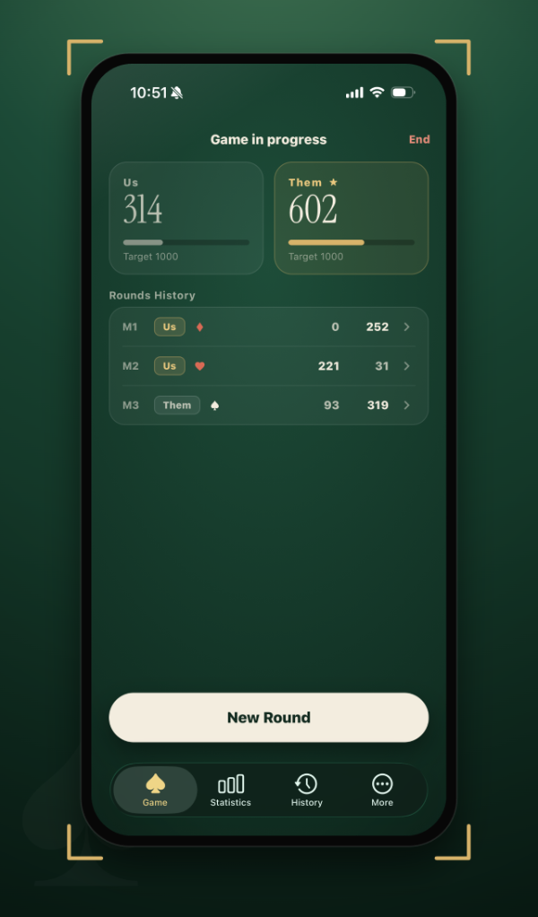 Belote AI — tableau